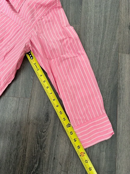 EUC Oversized Pink & White Pinstripe Button Down Cotton Boyfriend Shirt - Medium - Picture 8 of 9